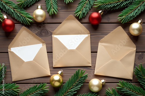 natural decorations paper envelopes wooden backgrounds promote sustainable christmas