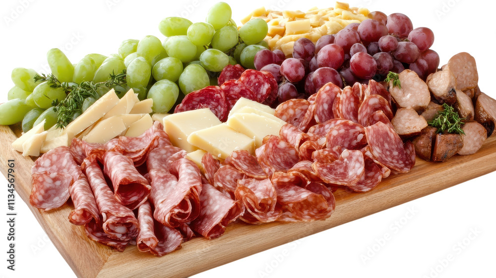 A vibrant cheese and charcuterie board served with fresh fruits and assorted meats for an elegant gathering. A vibrant cheese and charcuterie board served with fresh fruits and assorted meats for an elegant gathering.