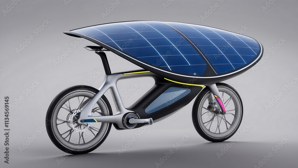 Fototapeta premium Solar-powered futuristic bicycle, blending sustainability and modern design.