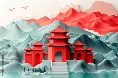 Chinese Characteristic Architecture New Year Spring Festival Background