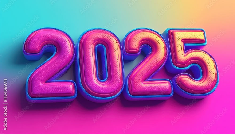 Colorful Three Dimensional Number Two Thousand Twenty Five