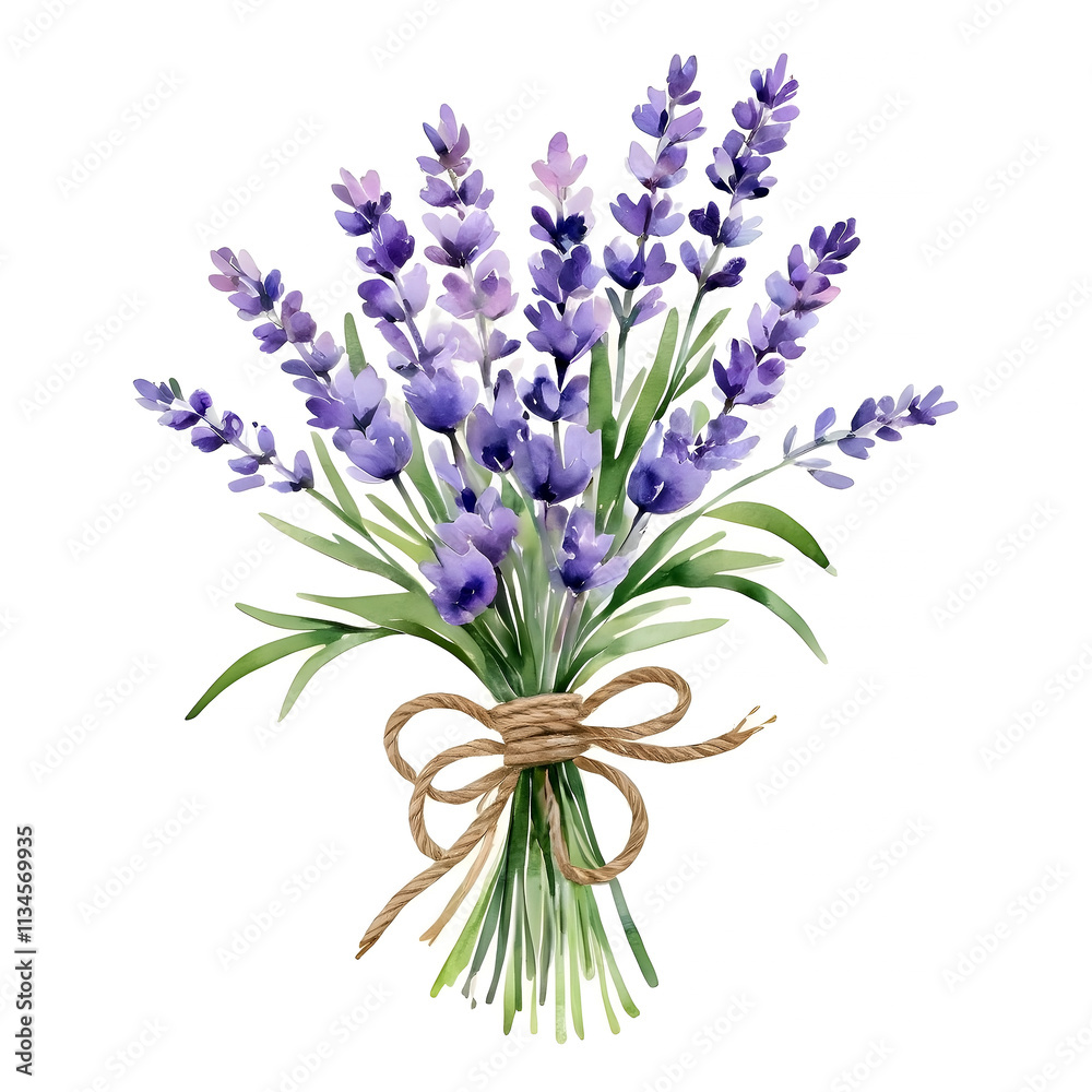 Obraz premium Beautiful flowers, bouquet purple lavender flowers on white background