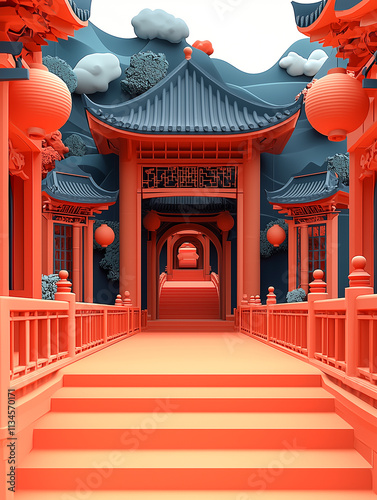 Chinese Characteristic Architecture New Year Spring Festival Background