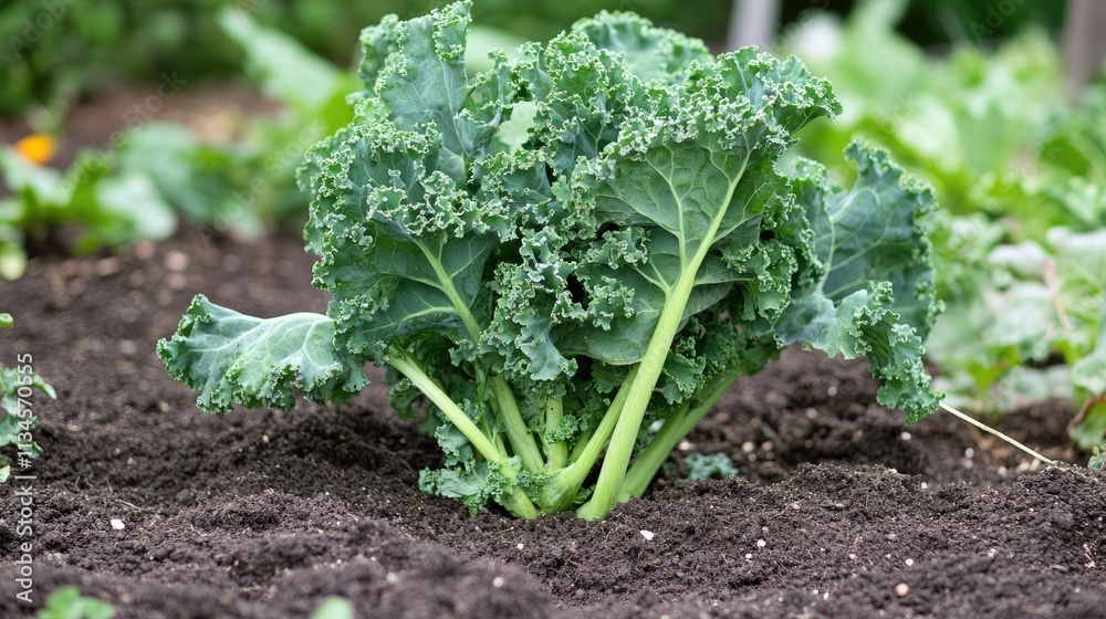custom made wallpaper toronto digitalFresh Green Kale Growing in Organic Garden Soil Close Up