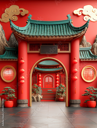 Chinese Characteristic Architecture New Year Spring Festival Background