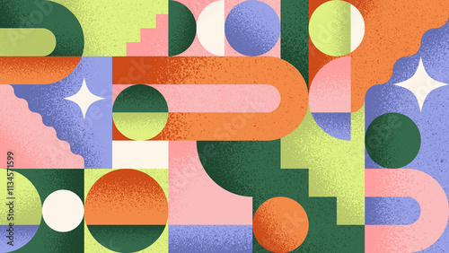 Artistic background with geometric elements and colorful abstract shapes