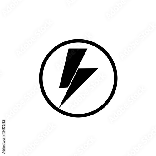 vector electricity and energy icon black color and circle line