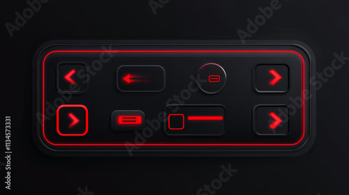 Game stream ui borders set isolated on black background. Vector realistic illustration of red frames for streaming platform, online and offline buttons, user interface design elements collection