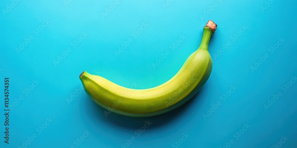 Fresh green banana on blue background, banana, green, fruit, tropical, healthy, vibrant, color, natural, food, delicious Fresh green banana on blue background, banana, green, fruit, tropical, healthy, vibrant, color, natural, food, delicious