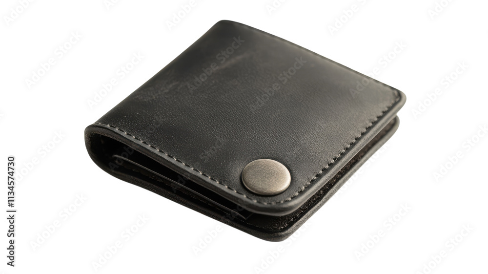 Stylish Black Leather Wallet with Snap Closure Ideal for Everyday Use and Gift Giving. Stylish Black Leather Wallet with Snap Closure Ideal for Everyday Use and Gift Giving.