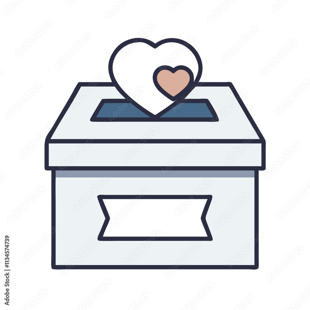 Charity Donation Box with Heart Vector Icon Charity Donation Box with Heart Vector Icon