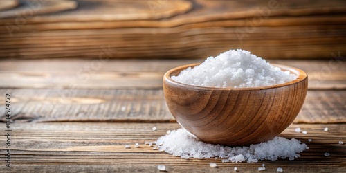 Wooden bowl filled with salt on a rustic table , salt, seasoning, kitchen, cooking, ingredient, natural, organic, food, healthy