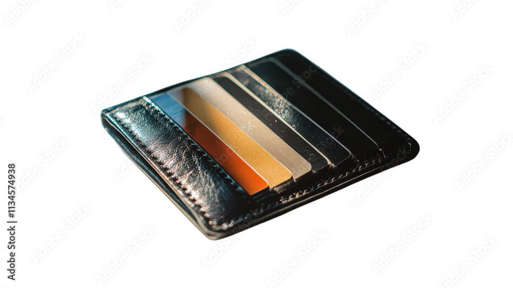 Stylish Black Leather Wallet Showcasing an Open Card Slot Ideal for Personal Use and Gifting. Stylish Black Leather Wallet Showcasing an Open Card Slot Ideal for Personal Use and Gifting.