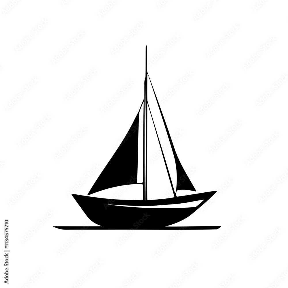 A small boat icon silhouette on white background A small boat icon silhouette on white background