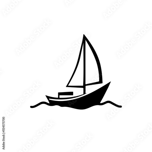 A small sail boat icon silhouette on white background