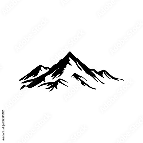 Peak of mountain icon silhouette on white background