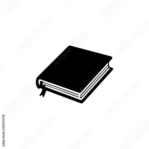 A closed book icon silhouette on white background