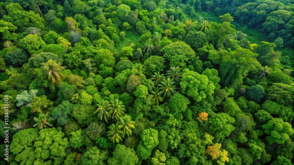 Aerial view of lush tropical green forest , tropical, jungle, rainforest, foliage, trees, canopy, environment, nature Aerial view of lush tropical green forest , tropical, jungle, rainforest, foliage, trees, canopy, environment, nature