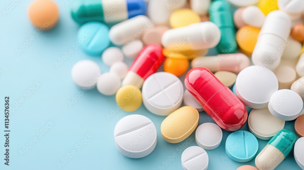 A bunch of pills of different colors A bunch of pills of different colors