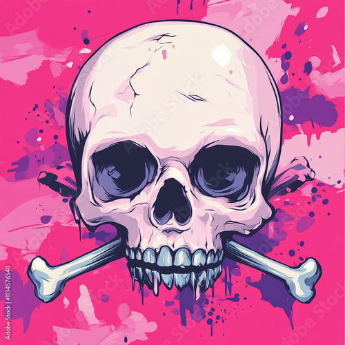 Skull and Crossbones Back anime concept full color illustration photo