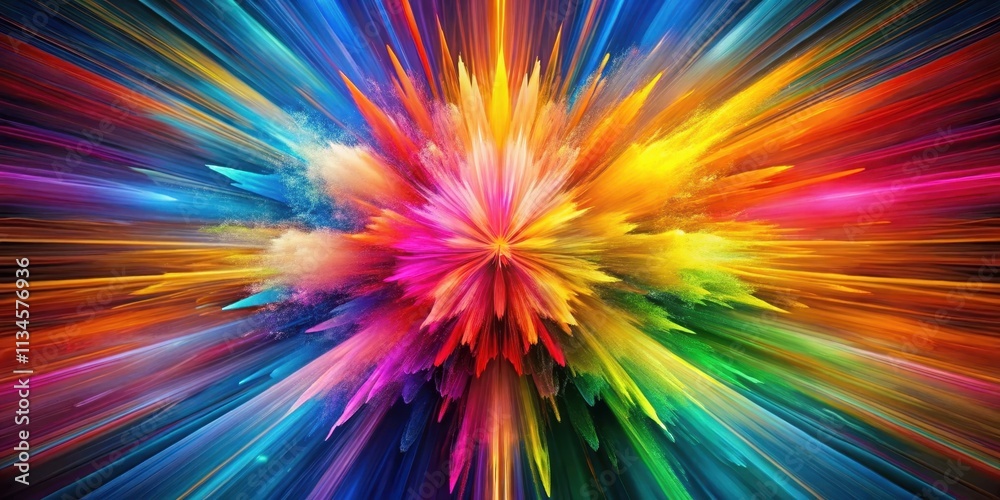 Fototapeta premium Spectacular burst of vibrant colors in motion, colorful, abstract, energetic, dynamic, explosion, vibrant, movement, burst