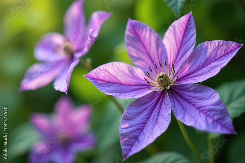 violet clematis flowers bloom summer gardens producing stunning purple blooms close