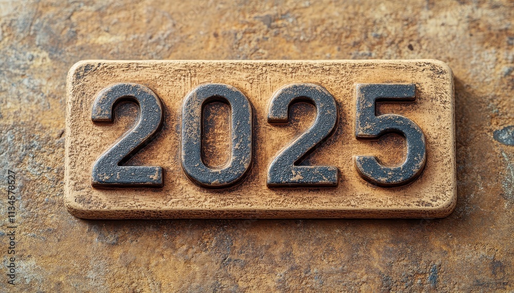 Rustic Wooden Block Displays Year Two Thousand Twenty Five Rustic Wooden Block Displays Year Two Thousand Twenty Five