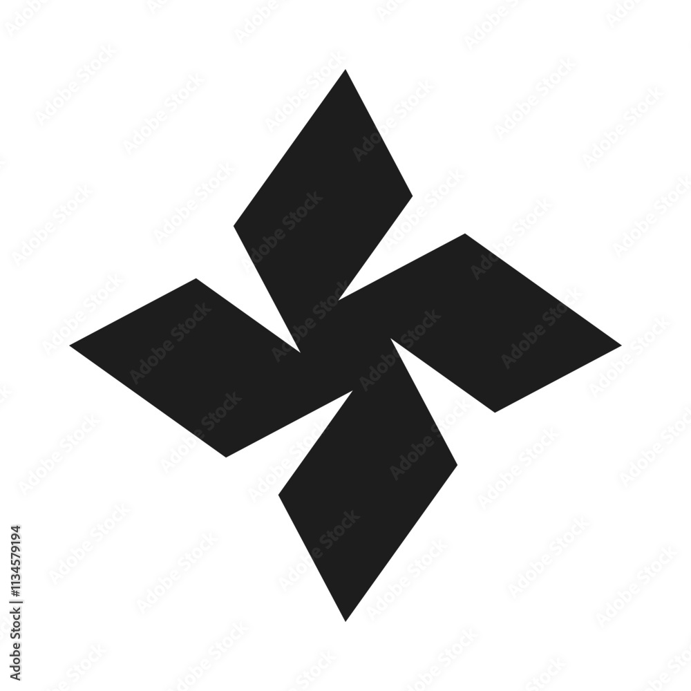 Four Rotating Parallelograms Star Silhouette Icon Four Rotating Parallelograms Star Silhouette Icon