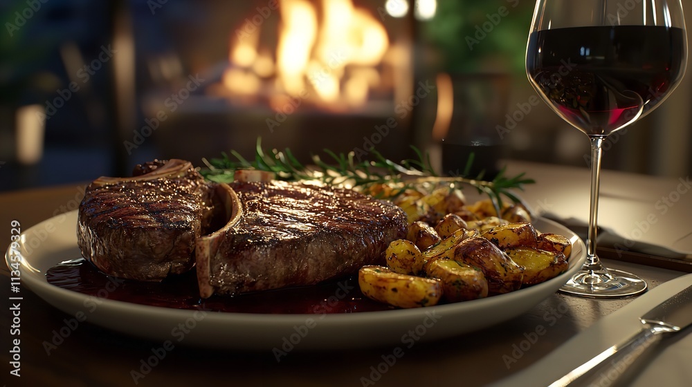 Dinner for Two Featuring Steaks and Red Wine Dinner for Two Featuring Steaks and Red Wine