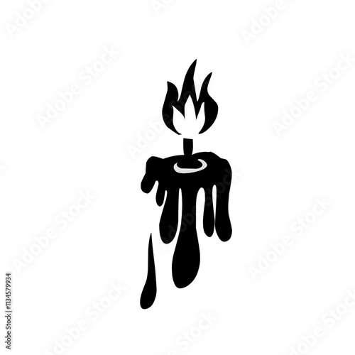 Candles with fire silhouette Vector