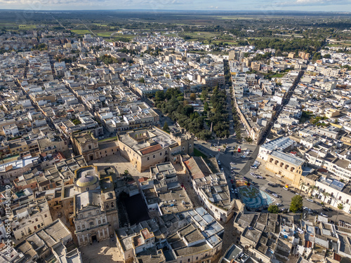 Фотография Aerial drone view of the southern Italian town of Mesagne in Puglia