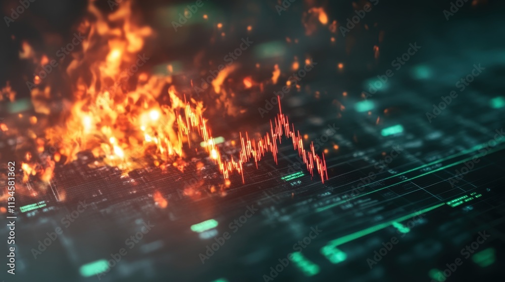 A dynamic visual of a graph displaying fluctuating data, overlaid with fiery elements, symbolizing volatility and intensity in financial markets. A dynamic visual of a graph displaying fluctuating data, overlaid with fiery elements, symbolizing volatility and intensity in financial markets.