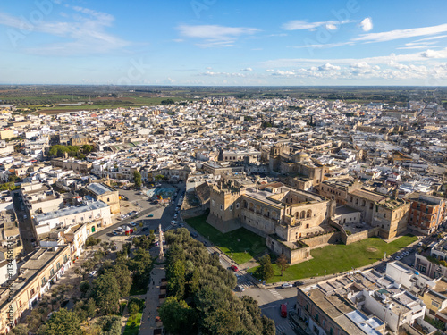 Aerial drone view of the southern Italian town of Mesagne in Puglia. photo