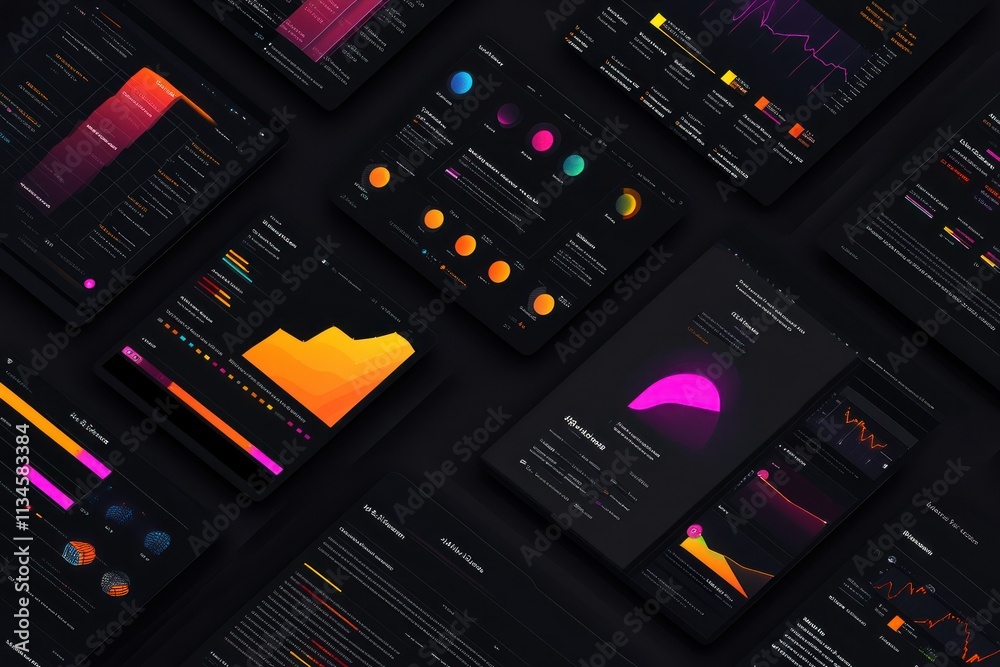 Colorful Data Visualizations on Dark Background