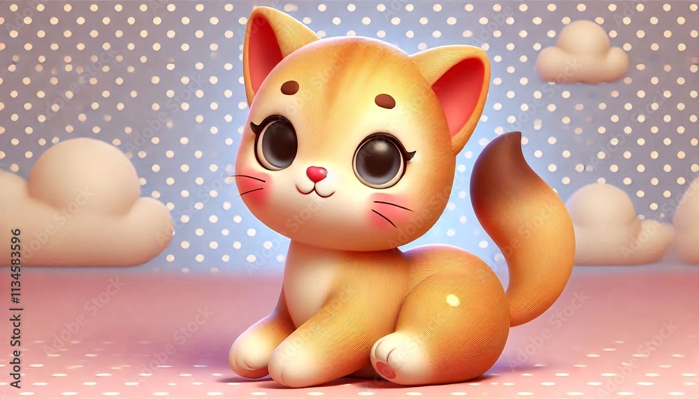 Fototapeta premium Cartoon 3D mammal kitten cute