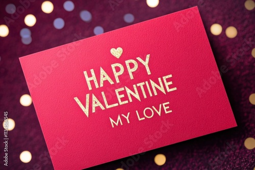Luxurious Valentine Day card with embossed gold foil and deep crimson velvet background expressing heartfelt greetings for loved ones