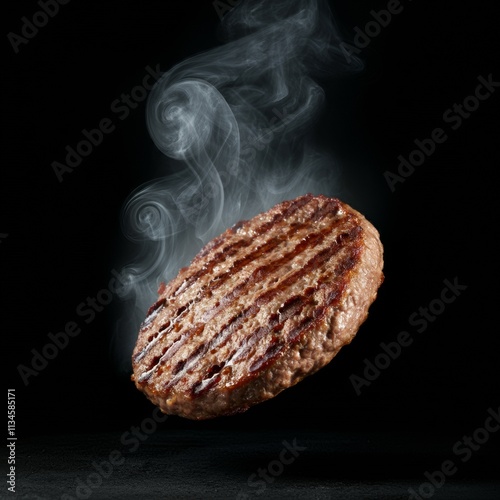 Hamburger meat floating isolated on a white background.

