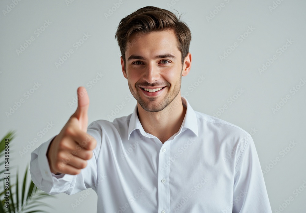 Confident young man Showing Thumbs Up Gesture with a Bright Smile Confident young man Showing Thumbs Up Gesture with a Bright Smile
