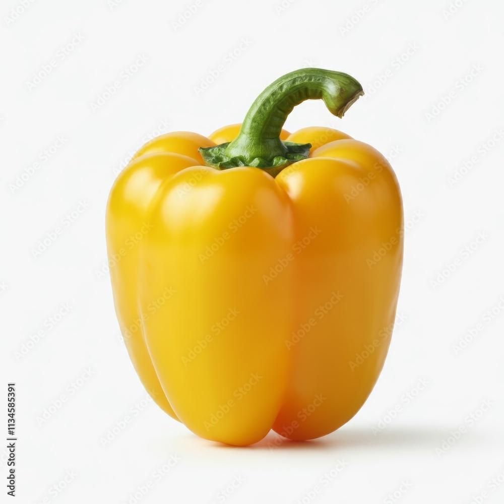 Paprika pepper falling isolated on a white background.
Paprika pepper falling isolated on a white background.