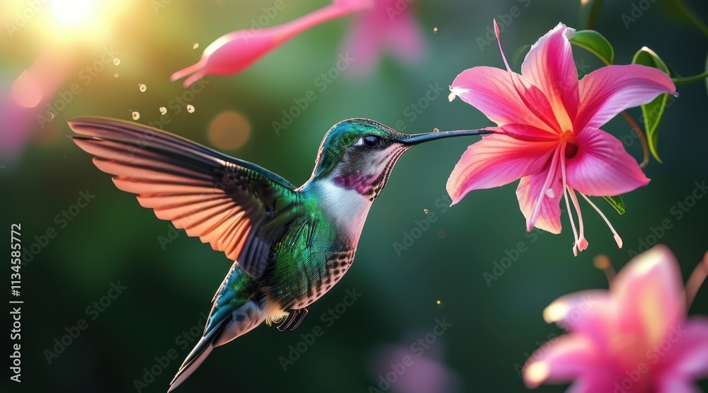 Fototapeta premium Hummingbird and Exotic Flower
