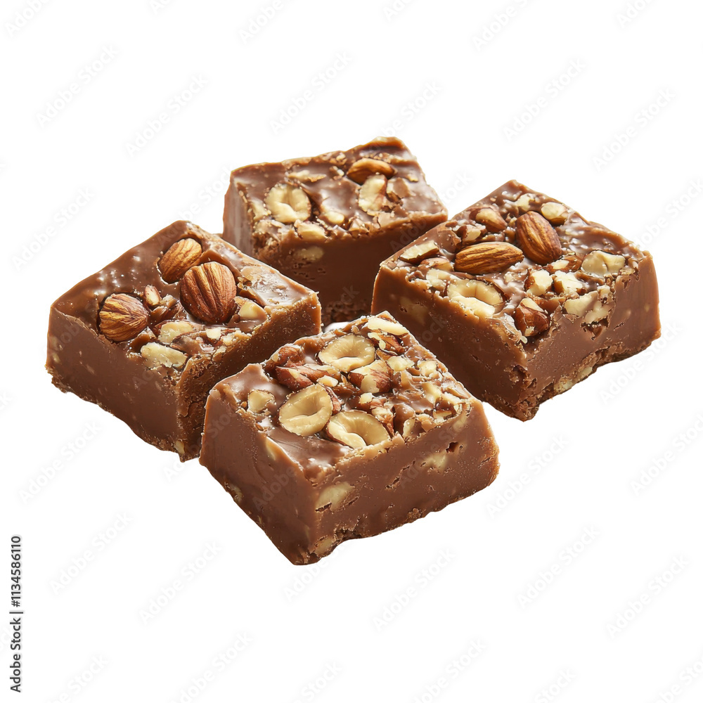 Chocolate Fudge with Nuts Isolated on PNG Transparent Background Chocolate Fudge with Nuts Isolated on PNG Transparent Background