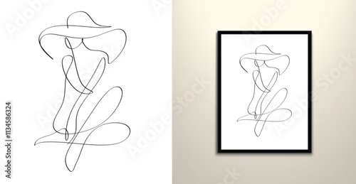 Girl wearing hat linear fashion drawing illustration photo
