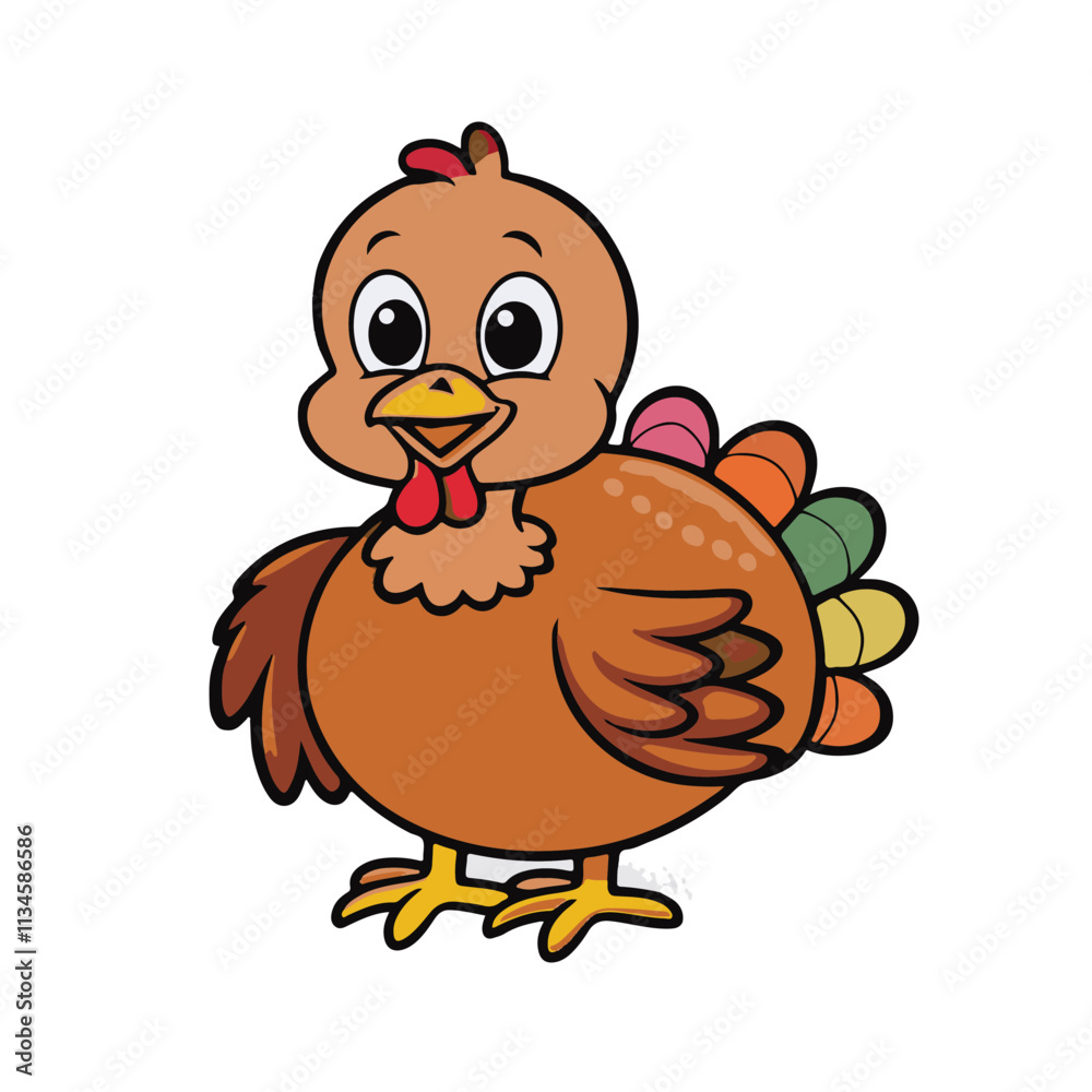 Naklejka premium cute hen cartoon, Cute chicken hen cartoon crowing