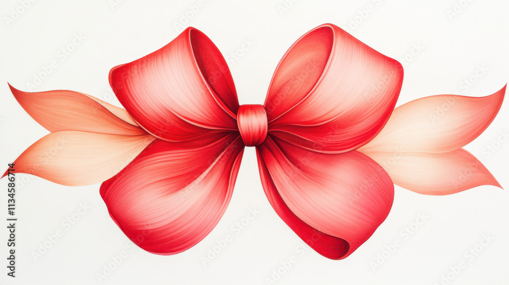 Naklejka premium vibrant watercolor illustration of large red bow, exuding elegance and charm. Perfect for festive occasions and celebrations