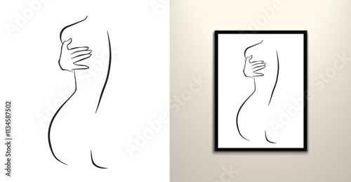 Hugging her self illustration