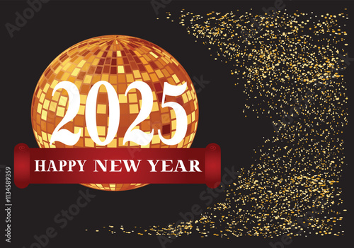 Happy new year 2025 design on dark background for banner, poster, card