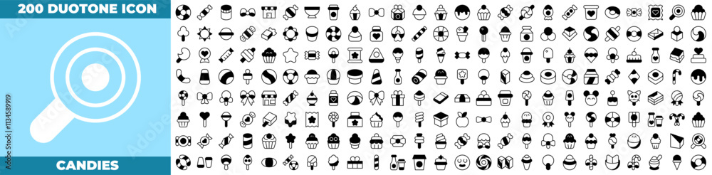 Candies Duotone Editable Icons set Candies Duotone Editable Icons set