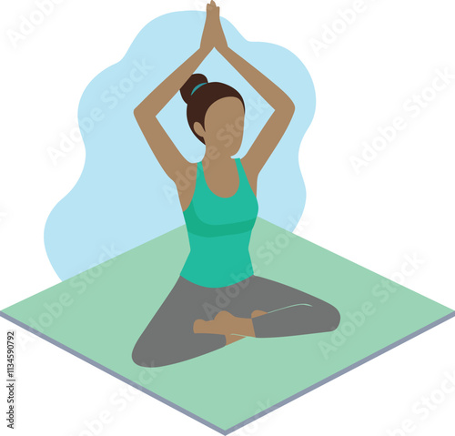  Woman practicing yoga on a mat