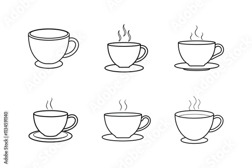 tea cup line art vector illustration