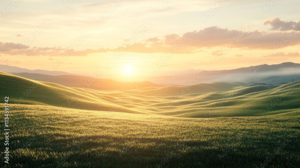 A Peaceful Sunset Over Rolling Hills A Peaceful Sunset Over Rolling Hills